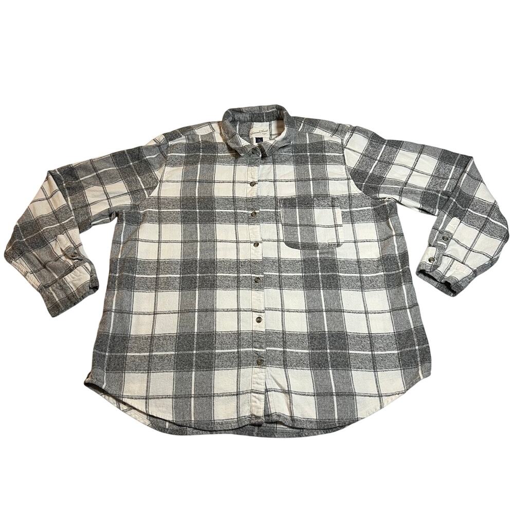 Universal Thread Plaid Flannel Relaxed Fit Button Up Shirt Size XL Cozy Hipster